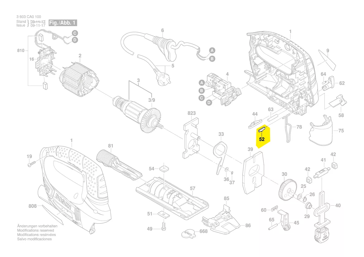 Cran réglage plaque de base réf. 2 601 030 166